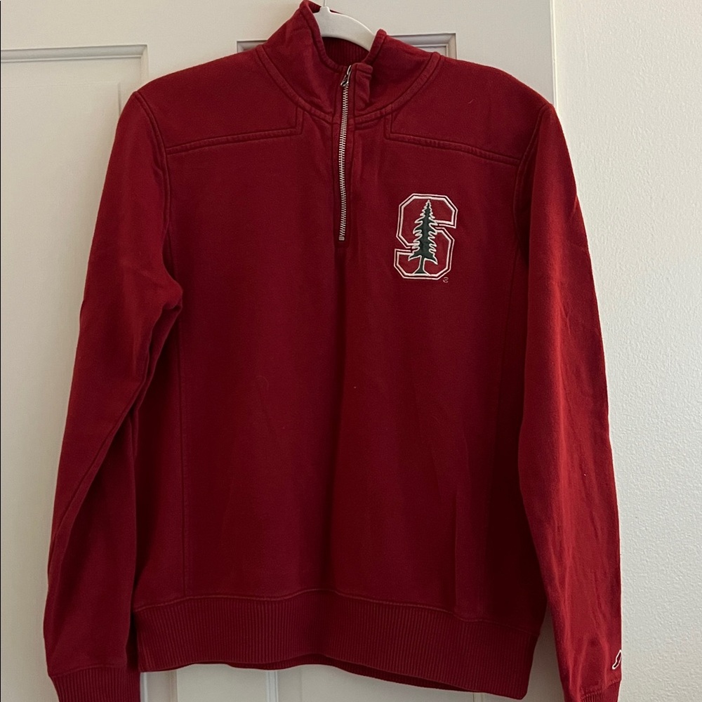 Stanford Red Quarter-Zip Sweatshirt with Logo